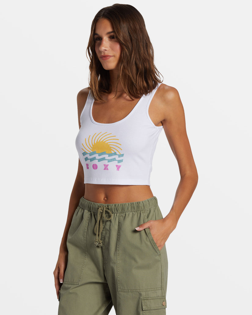 Women Roxy® Simple Surf Dive In Cropped Tank Top White | FKLA-95627