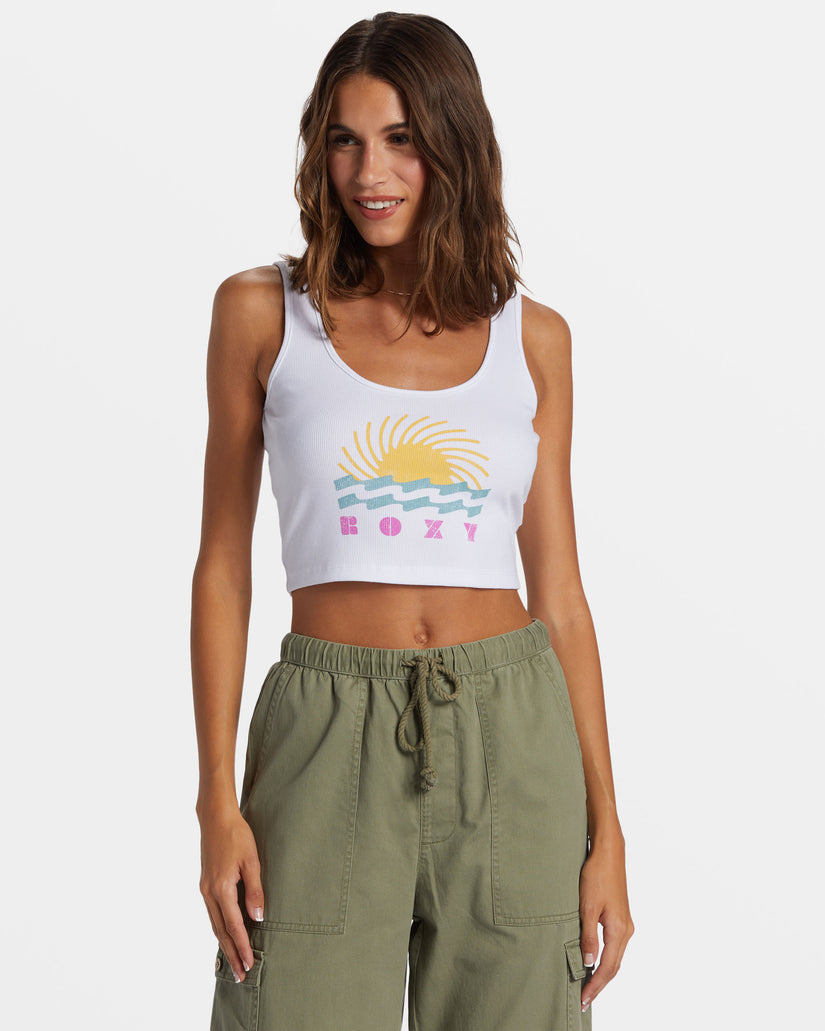 Women Roxy® Simple Surf Dive In Cropped Tank Top White | FKLA-95627