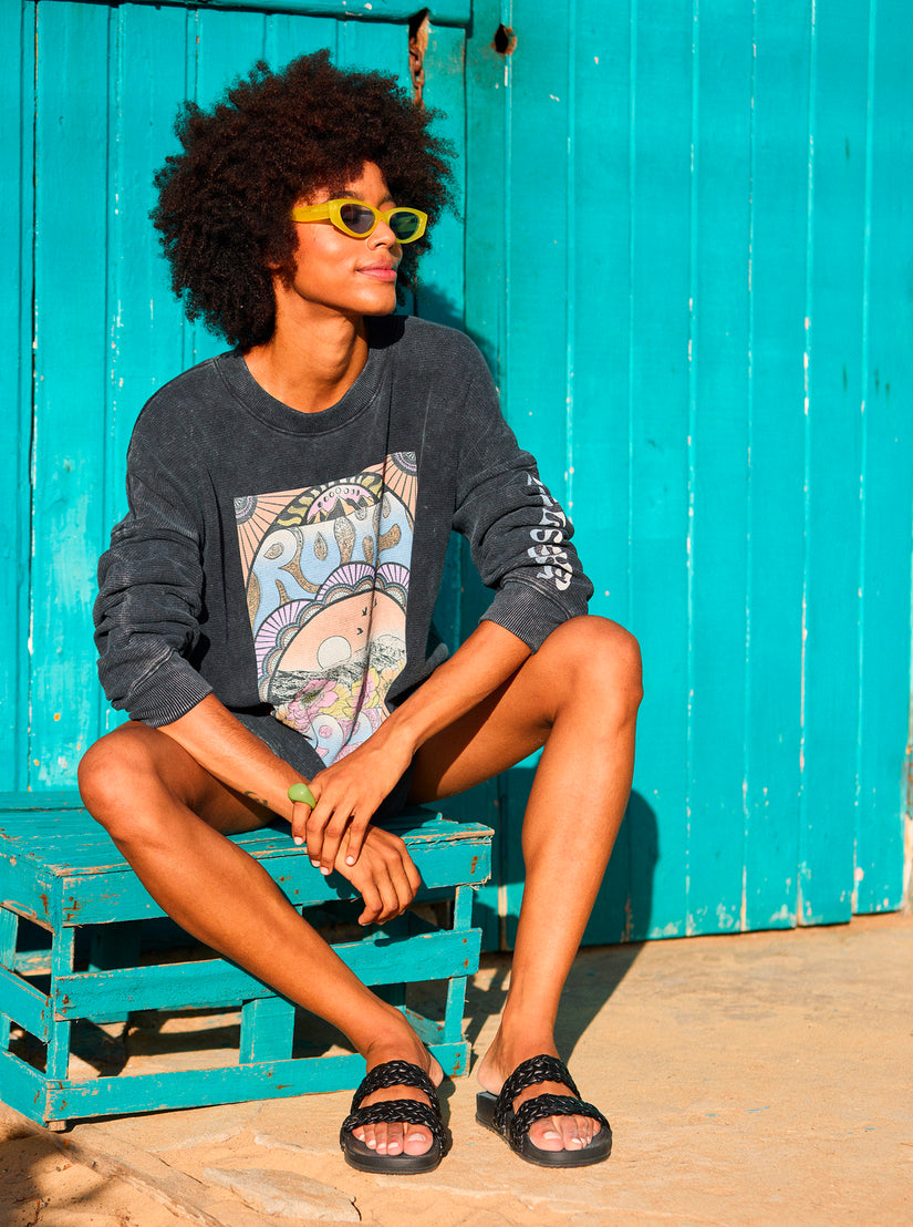 Women Roxy® Slippy Braided II Slide Sandals Black | TKWX-09265