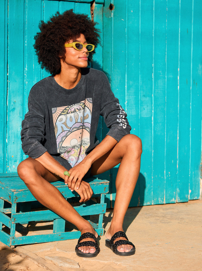 Women Roxy® Slippy Braided II Slide Sandals Black | TKWX-09265