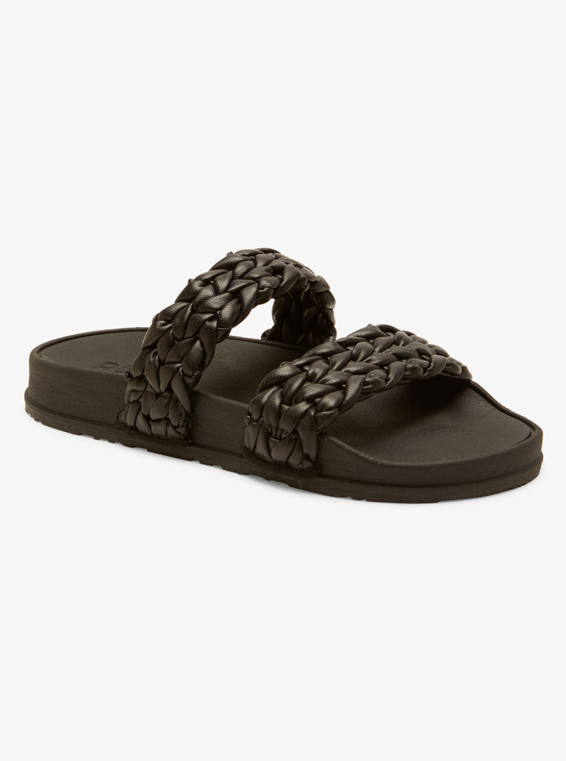 Women Roxy® Slippy Braided II Slide Sandals Black | TKWX-09265
