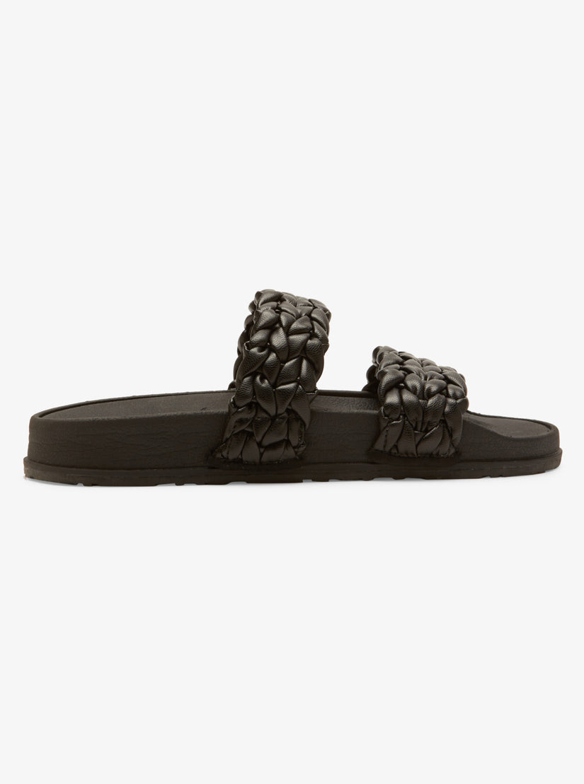Women Roxy® Slippy Braided II Slide Sandals Black | TKWX-09265