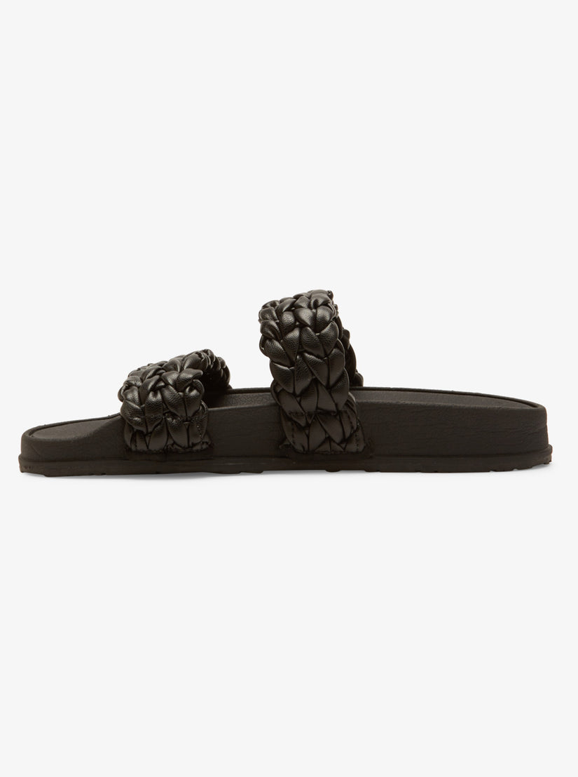 Women Roxy® Slippy Braided II Slide Sandals Black | TKWX-09265