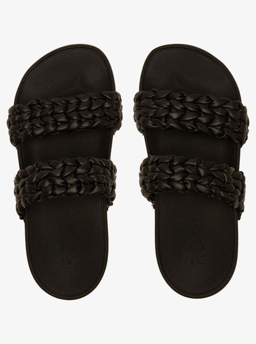 Women Roxy® Slippy Braided II Slide Sandals Black | TKWX-09265