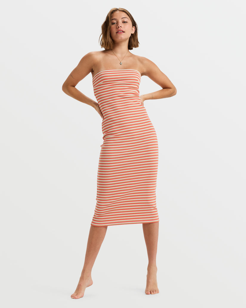 Women Roxy® Solar Coast Midi Dress Stripes | MUCE-30246
