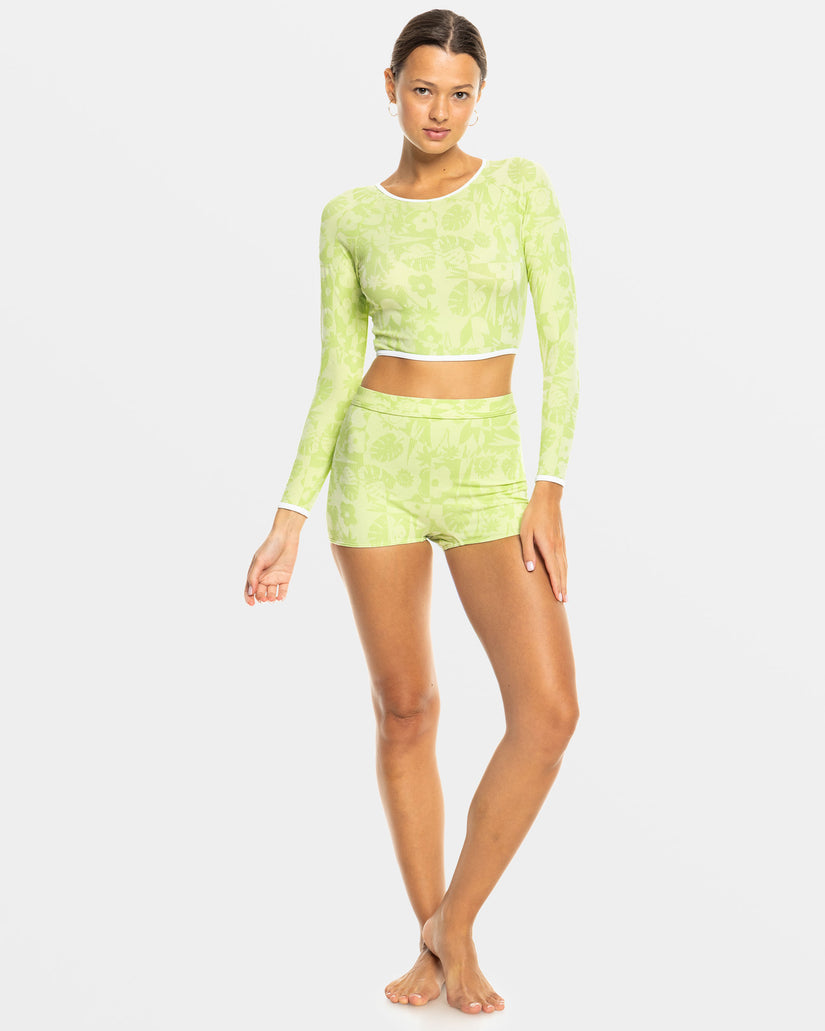 Women Roxy® Solaria Long Sleeve Crop Swimsuits Green | QSAI-56174