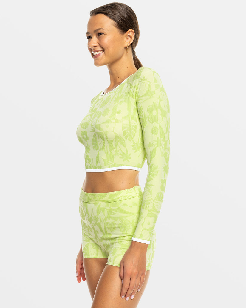 Women Roxy® Solaria Long Sleeve Crop Swimsuits Green | QSAI-56174