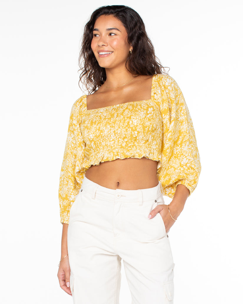 Women Roxy® Sorrento Shores Tops Yellow | GDYO-78310