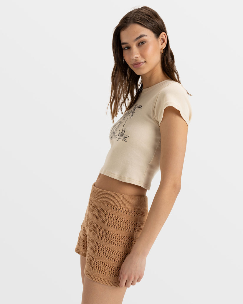 Women Roxy® Spicy Vibes Elastic Waist Shorts Brown | YIUC-74985