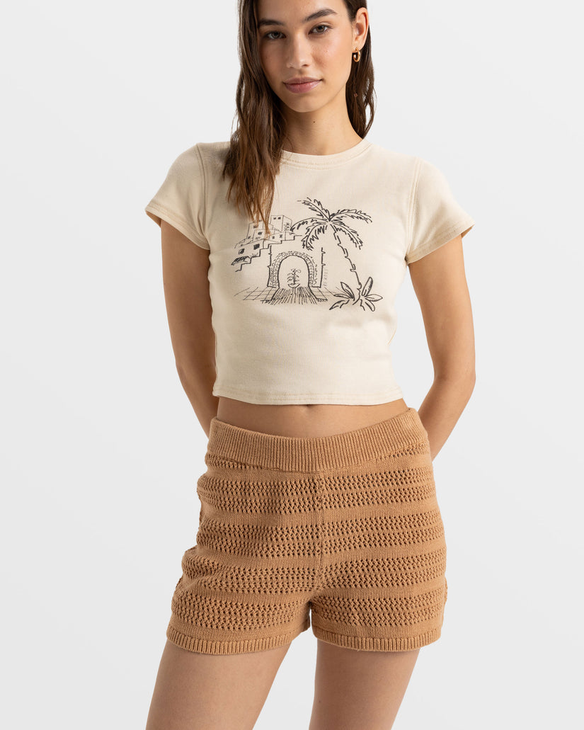 Women Roxy® Spicy Vibes Elastic Waist Shorts Brown | YIUC-74985