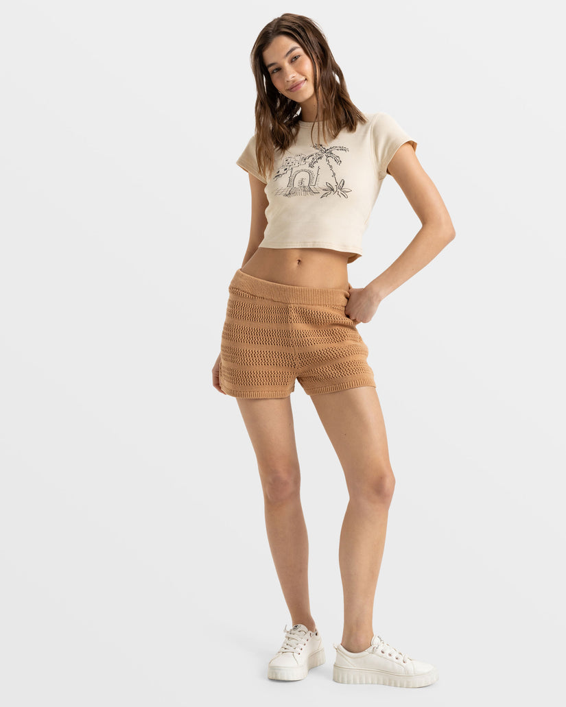 Women Roxy® Spicy Vibes Elastic Waist Shorts Brown | YIUC-74985