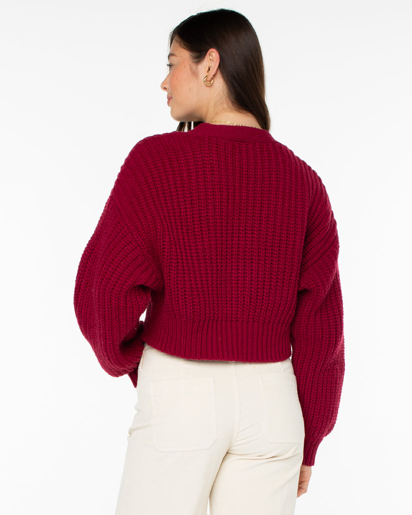 Women Roxy® Sundaze Washed Cardigan Red | JSTC-16280