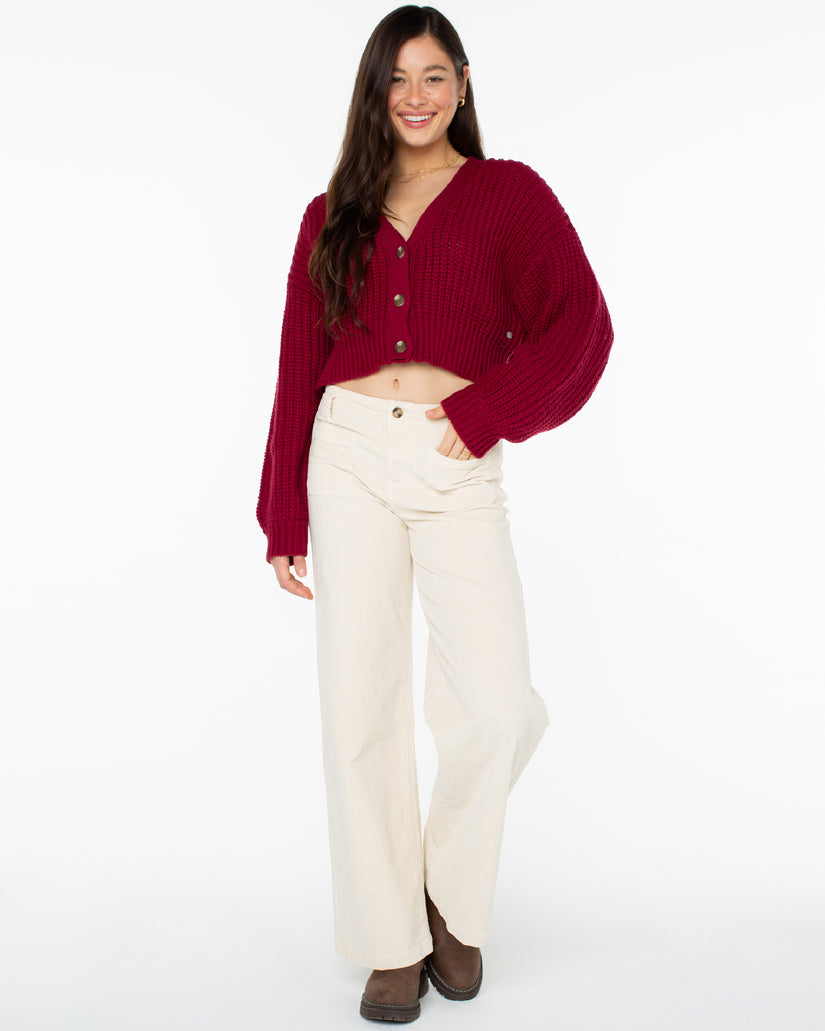 Women Roxy® Sundaze Washed Cardigan Red | JSTC-16280