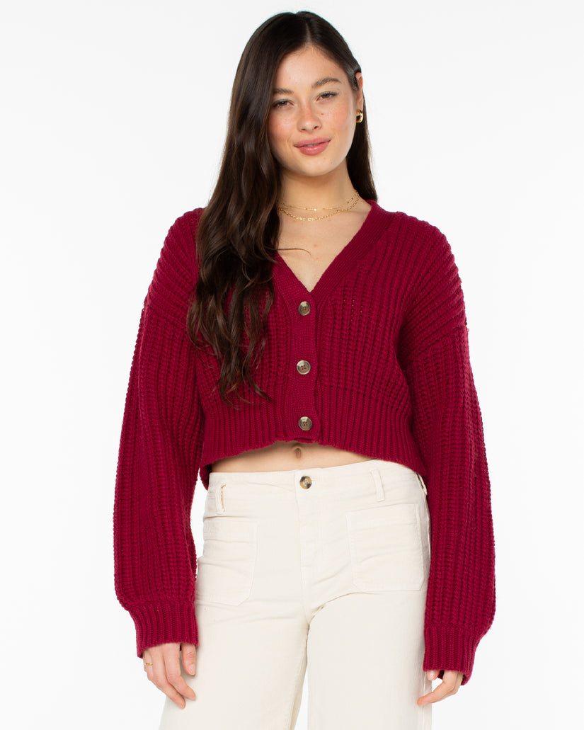 Women Roxy® Sundaze Washed Cardigan Red | JSTC-16280