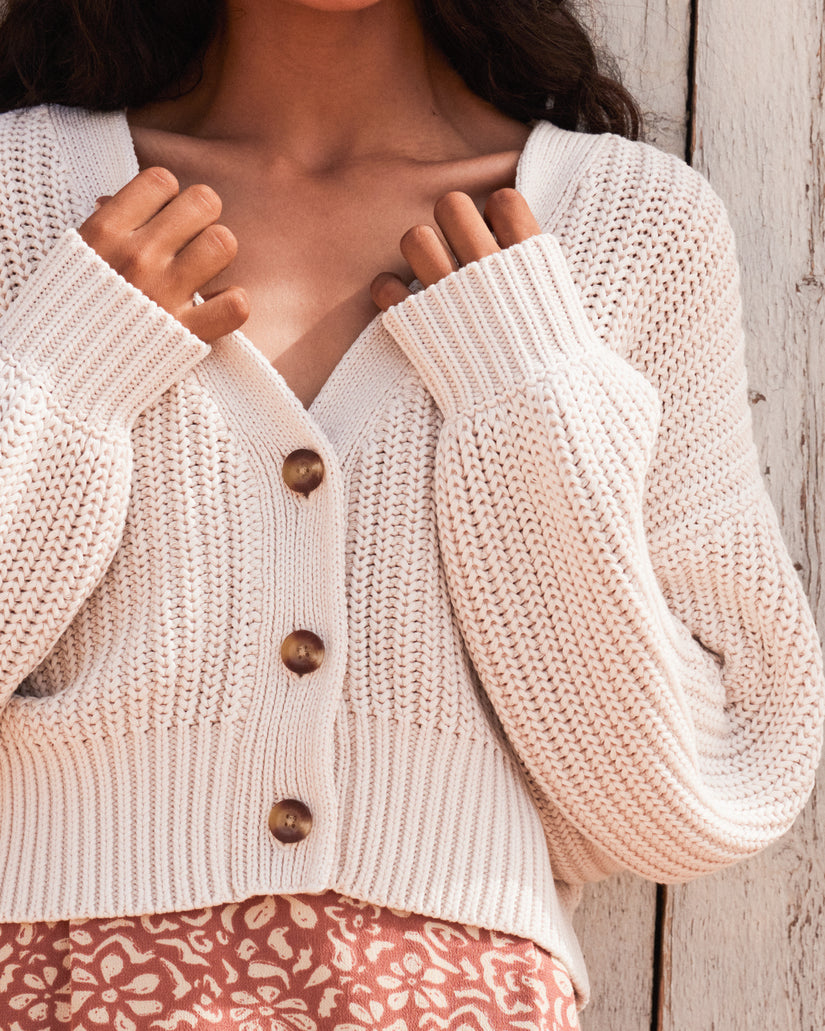 Women Roxy® Sundaze Washed Cardigan White | VLQT-85209