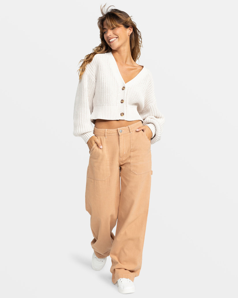 Women Roxy® Sundaze Washed Cardigan White | VLQT-85209