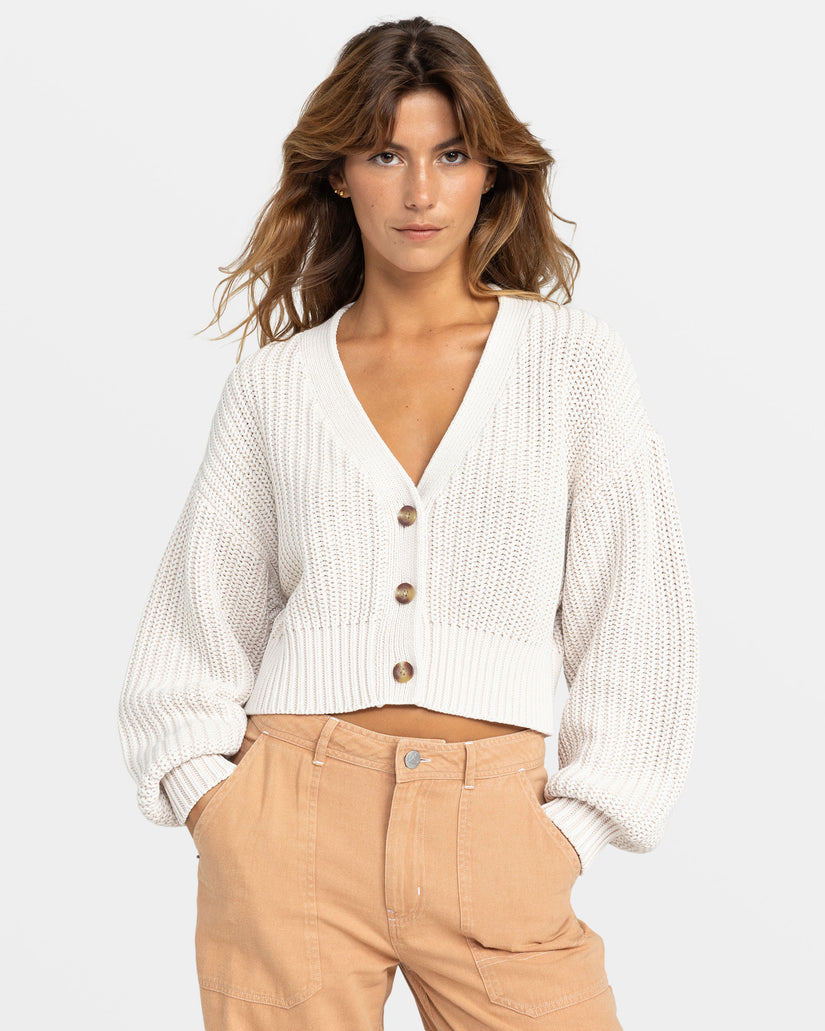Women Roxy® Sundaze Washed Cardigan White | VLQT-85209