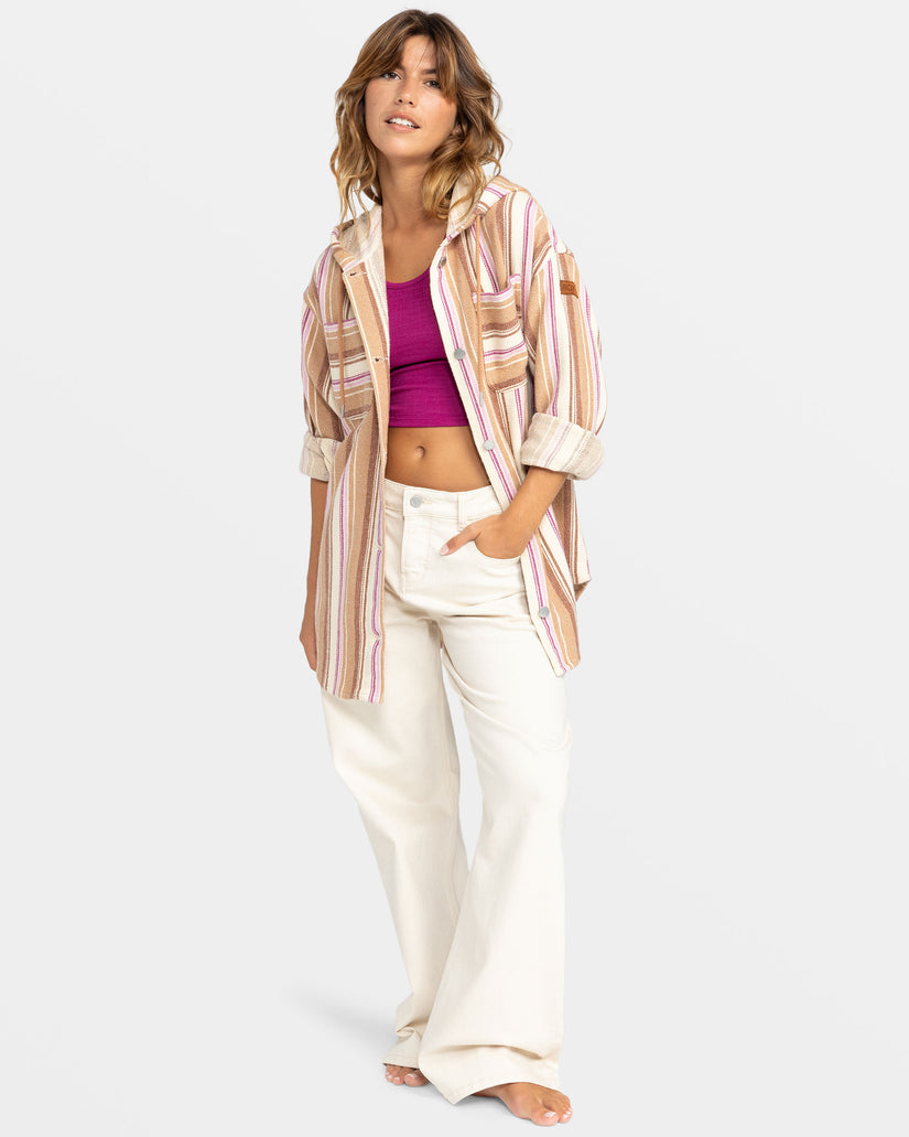 Women Roxy® Sunlight Rider Hybrid Poncho Jackets Brown Stripes | ODNT-53824