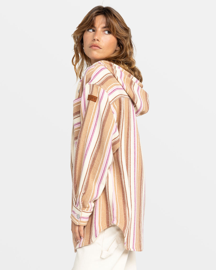 Women Roxy® Sunlight Rider Hybrid Poncho Jackets Brown Stripes | ODNT-53824