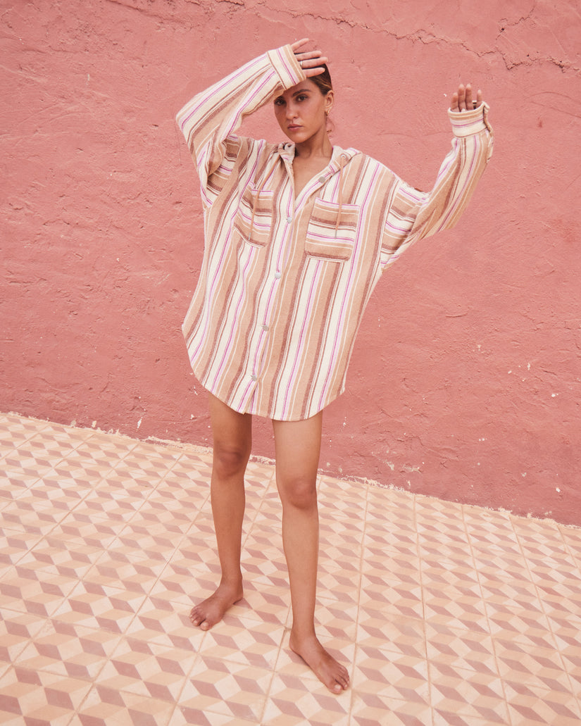 Women Roxy® Sunlight Rider Hybrid Poncho Jackets Brown Stripes | ODNT-53824