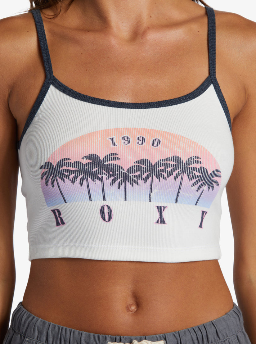 Women Roxy® Sunset Palms Crop Tops White | FEMA-96735