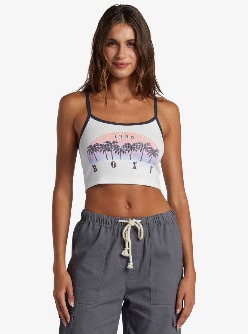 Women Roxy® Sunset Palms Crop Tops White | FEMA-96735