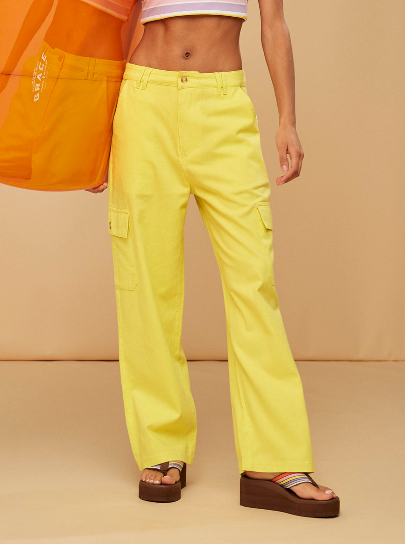 Women Roxy® Surf.Kind.Kate. Cargo Pants Yellow | MUVQ-02649