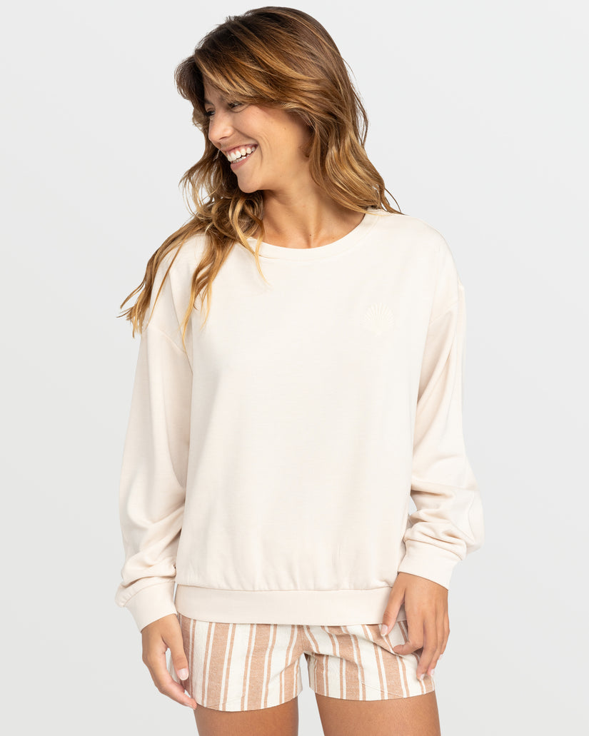 Women Roxy® Surfing By Moonlight Pullover Sweatshirt White | HXIE-43579