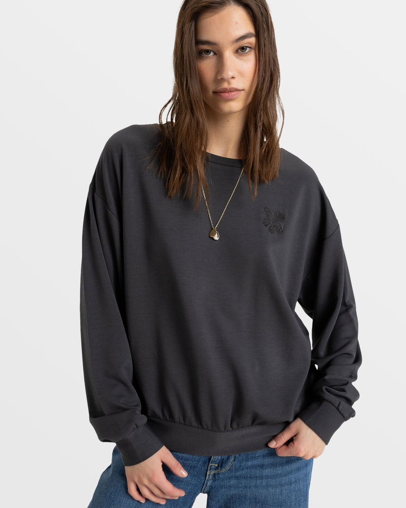 Women Roxy® Surfing By Moonlight Pullover Sweatshirt Black | XMHE-15482