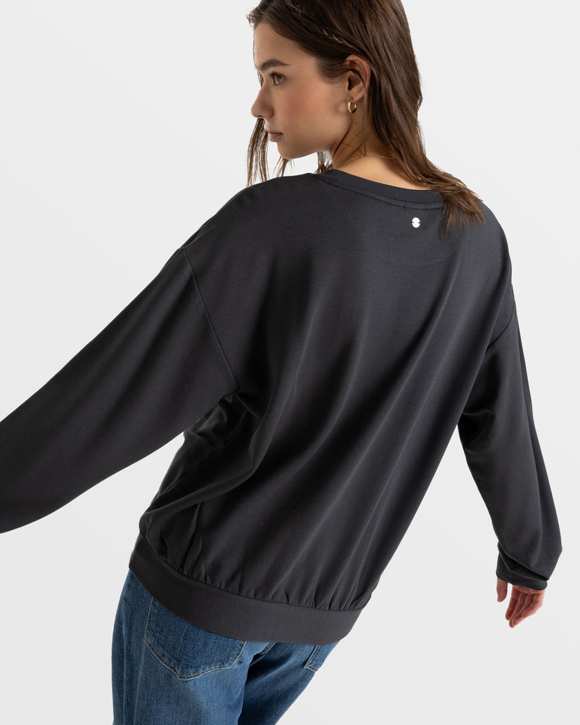 Women Roxy® Surfing By Moonlight Pullover Sweatshirt Black | XMHE-15482