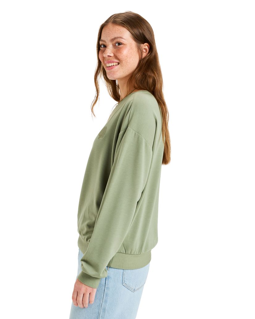 Women Roxy® Surfing By Moonlight Pullover Sweatshirt Green | JXYQ-24930