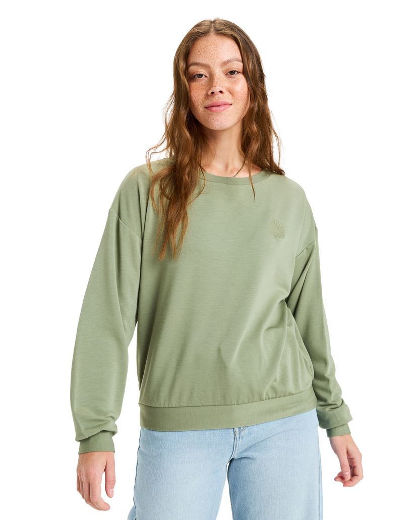 Women Roxy® Surfing By Moonlight Pullover Sweatshirt Green | JXYQ-24930
