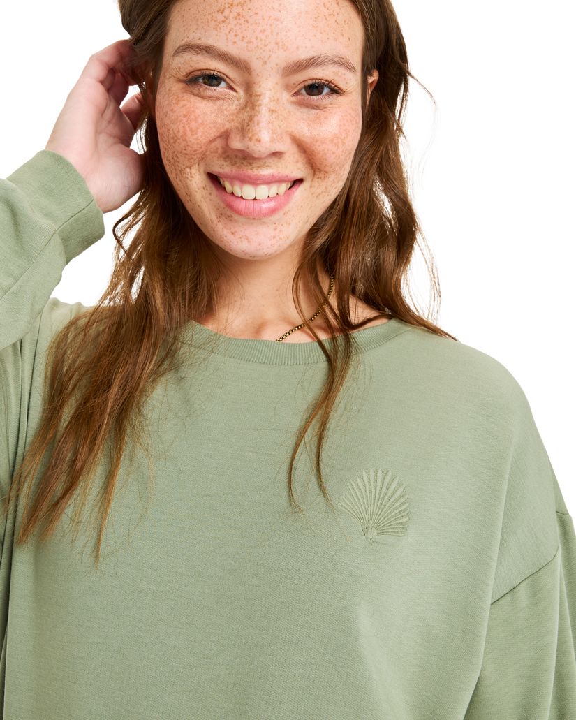 Women Roxy® Surfing By Moonlight Pullover Sweatshirt Green | JXYQ-24930