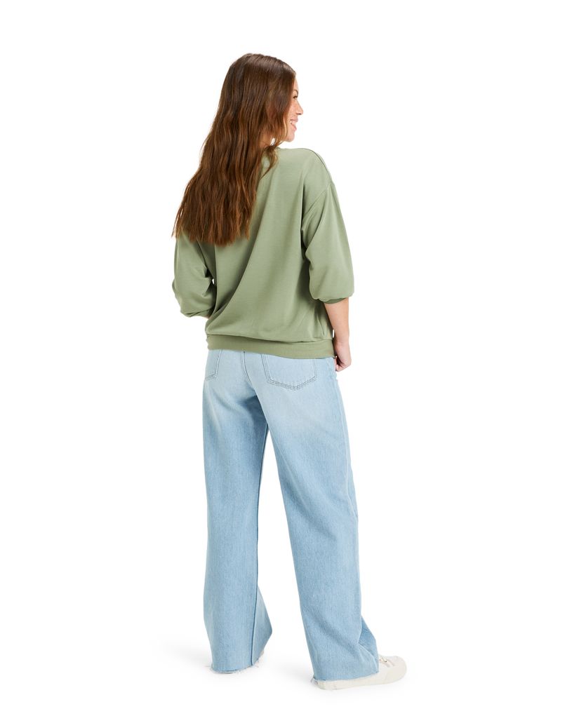 Women Roxy® Surfing By Moonlight Pullover Sweatshirt Green | JXYQ-24930