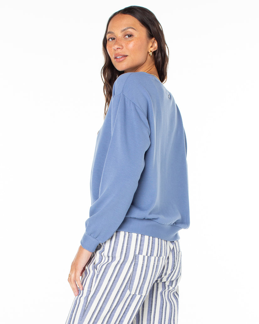 Women Roxy® Surfing By Moonlight Pullover Sweatshirt Blue | CJHF-94215