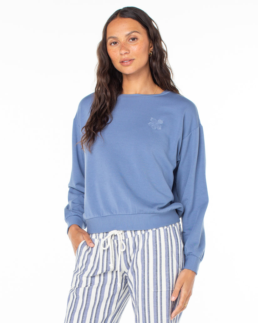 Women Roxy® Surfing By Moonlight Pullover Sweatshirt Blue | CJHF-94215