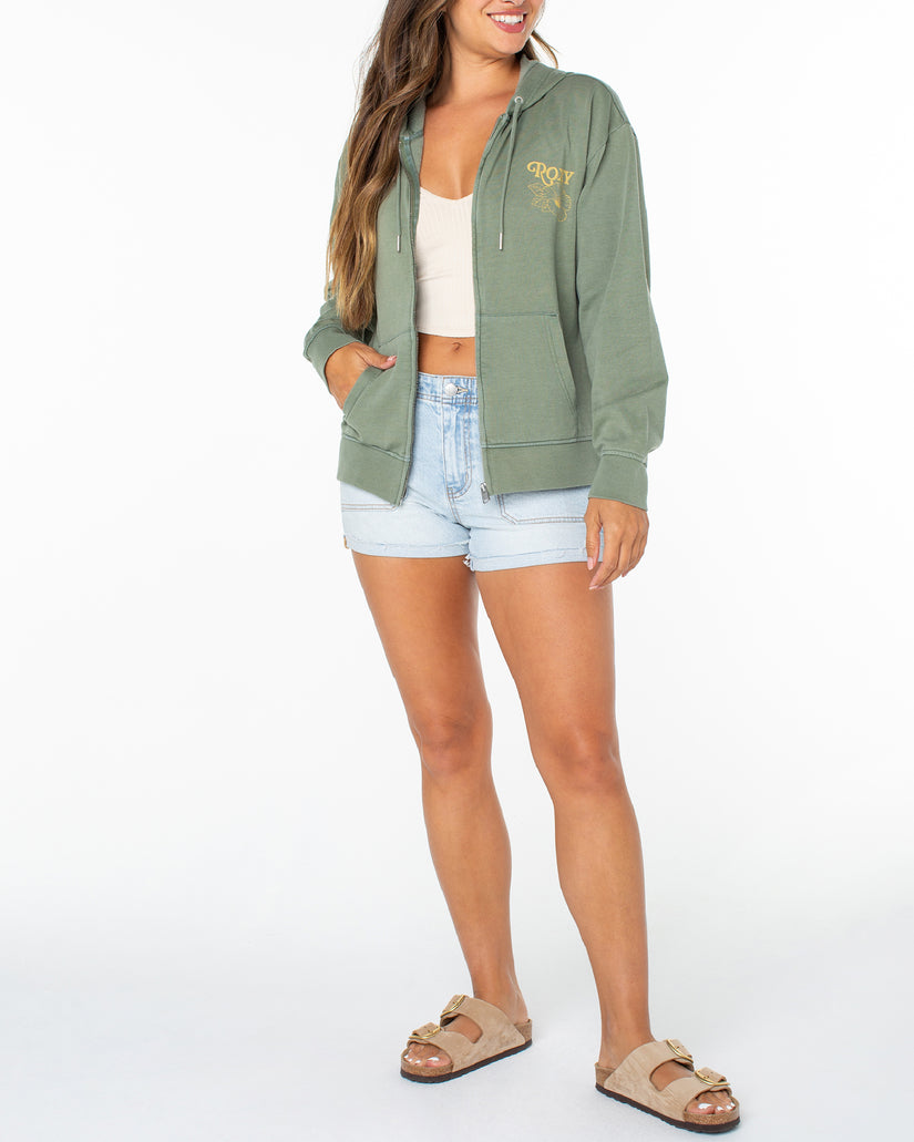 Women Roxy® Sweet Rhythm Zip Up Hoodie Green | XKGW-15374
