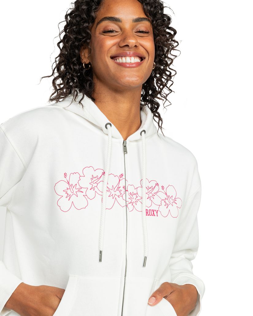 Women Roxy® Team Aloha Evening Hike Zip Hoodie White | AJCV-94613