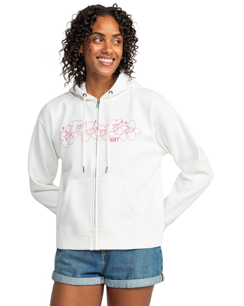 Women Roxy® Team Aloha Evening Hike Zip Hoodie White | AJCV-94613