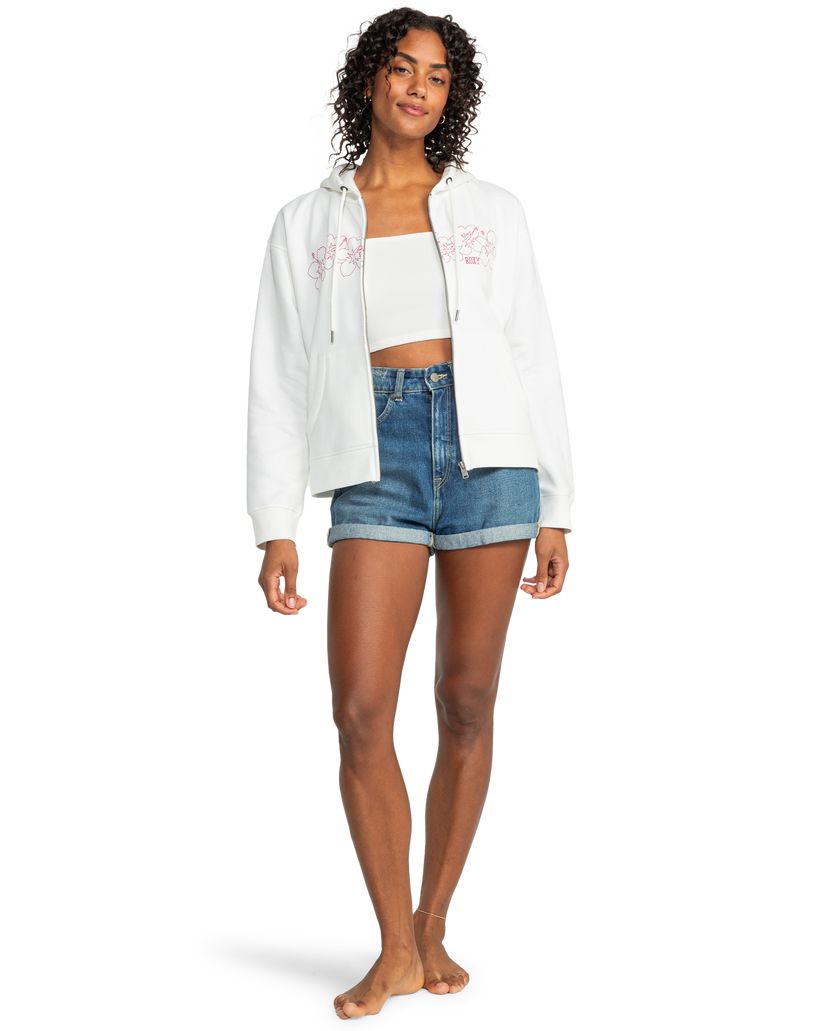 Women Roxy® Team Aloha Evening Hike Zip Hoodie White | AJCV-94613