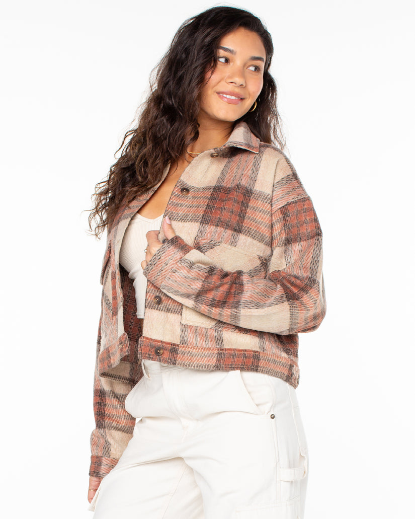 Women Roxy® Township Plaid Jackets Apricot | GERN-13625