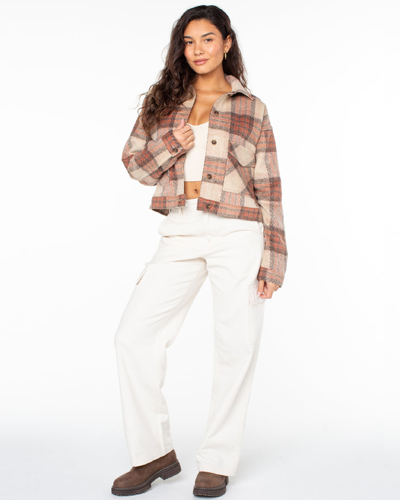 Women Roxy® Township Plaid Jackets Apricot | GERN-13625