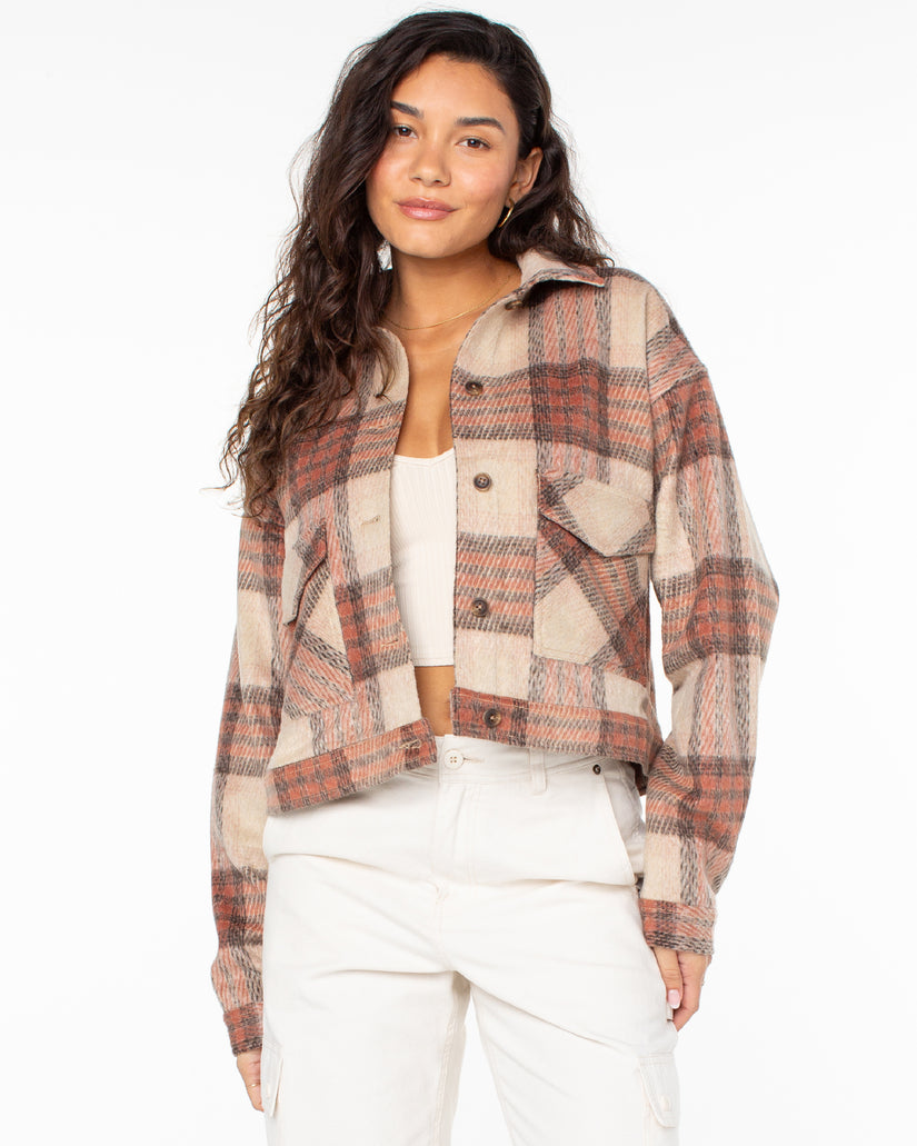 Women Roxy® Township Plaid Jackets Apricot | GERN-13625