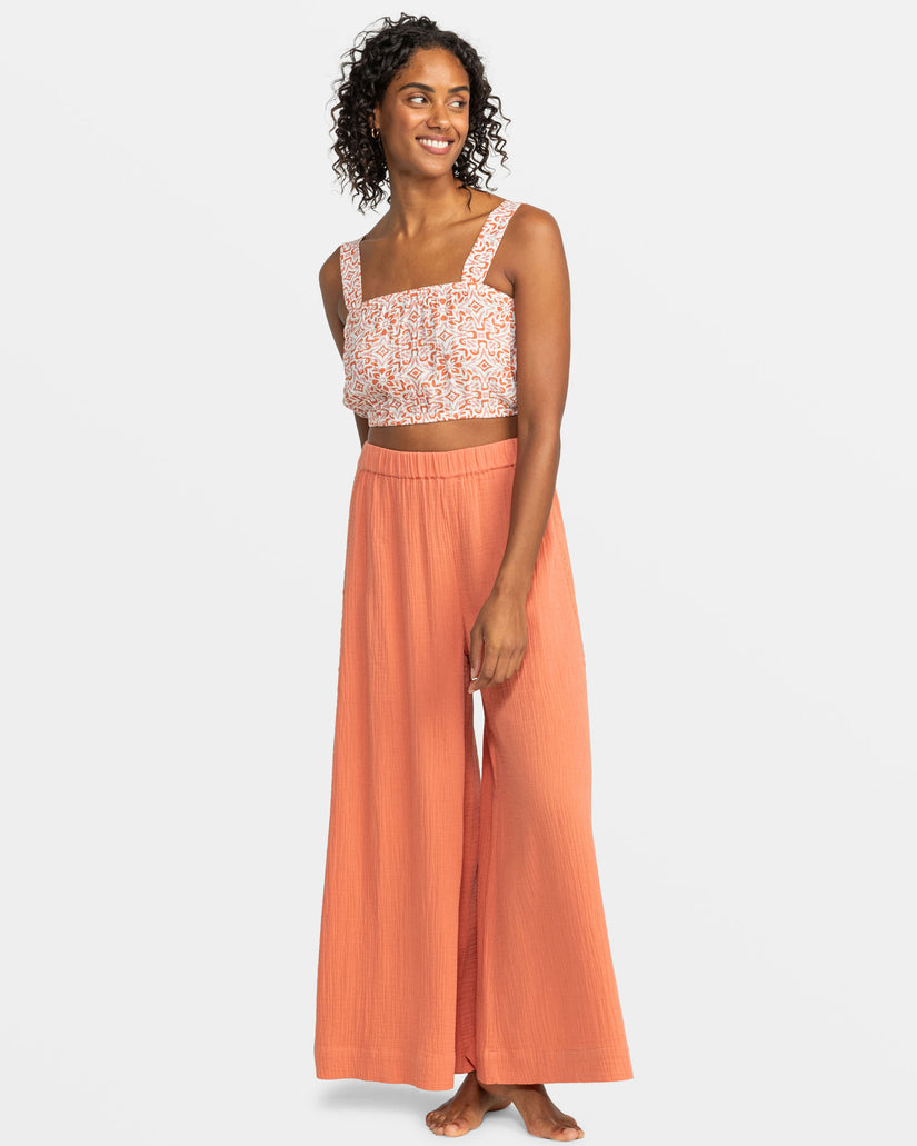 Women Roxy® Villa Woven Crop Tank Top Pink | GAEZ-43672