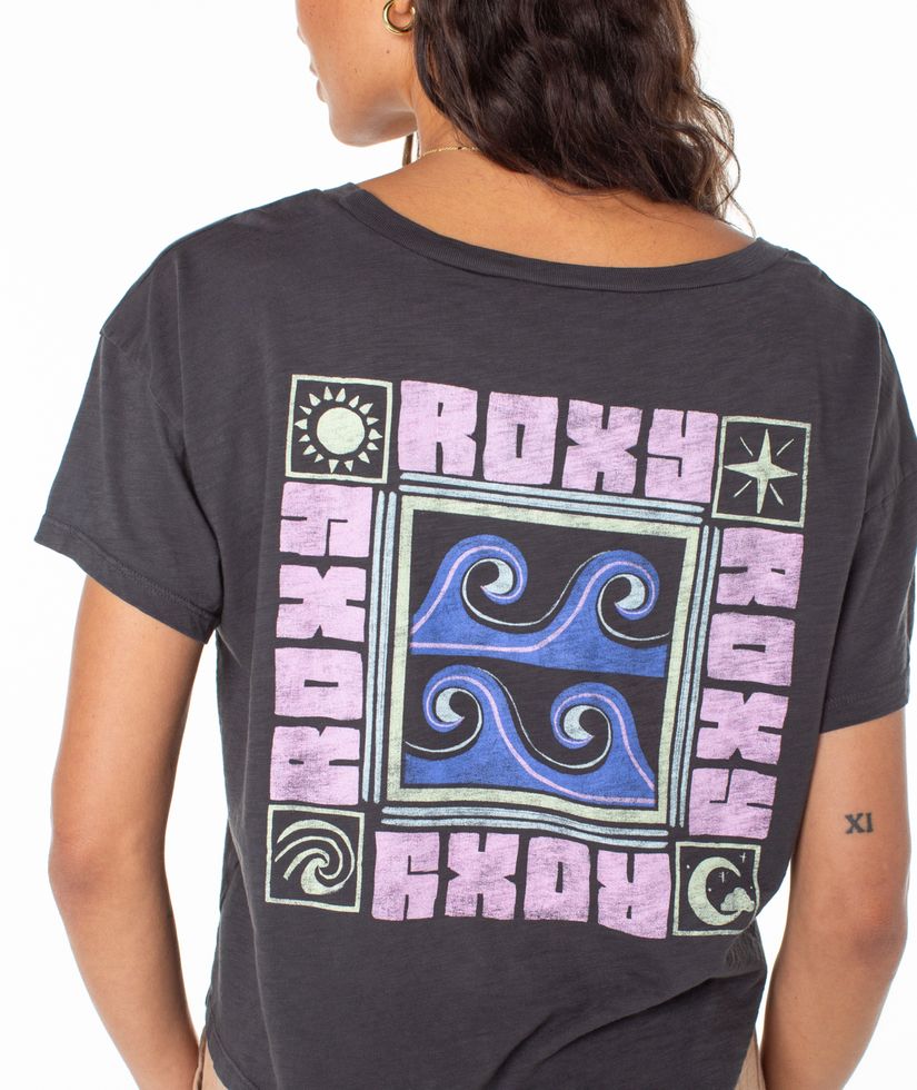 Women Roxy® Wave Block T-Shirt Dark Grey | OIRD-74682