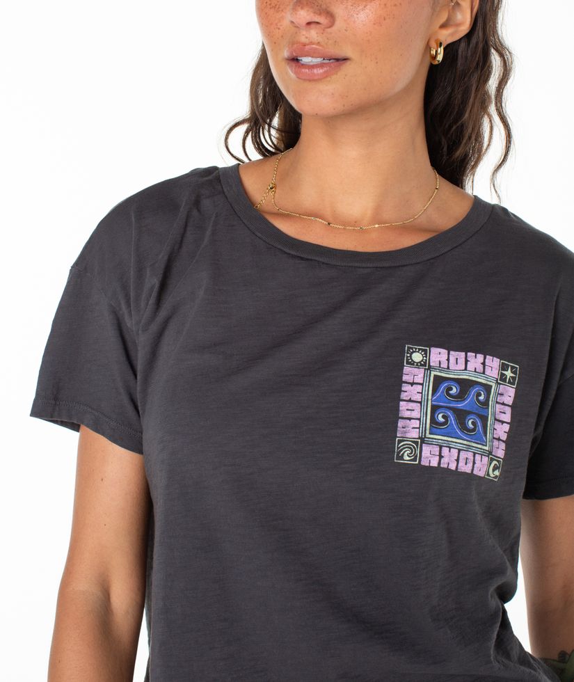 Women Roxy® Wave Block T-Shirt Dark Grey | OIRD-74682
