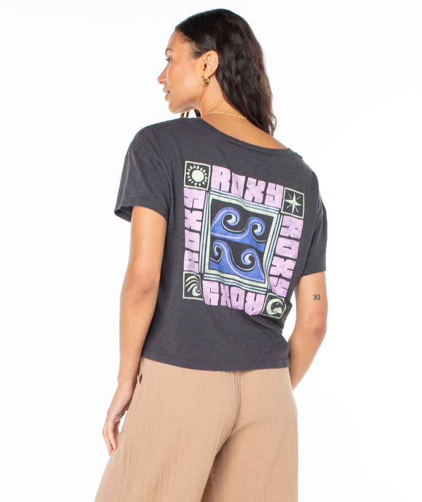 Women Roxy® Wave Block T-Shirt Dark Grey | OIRD-74682