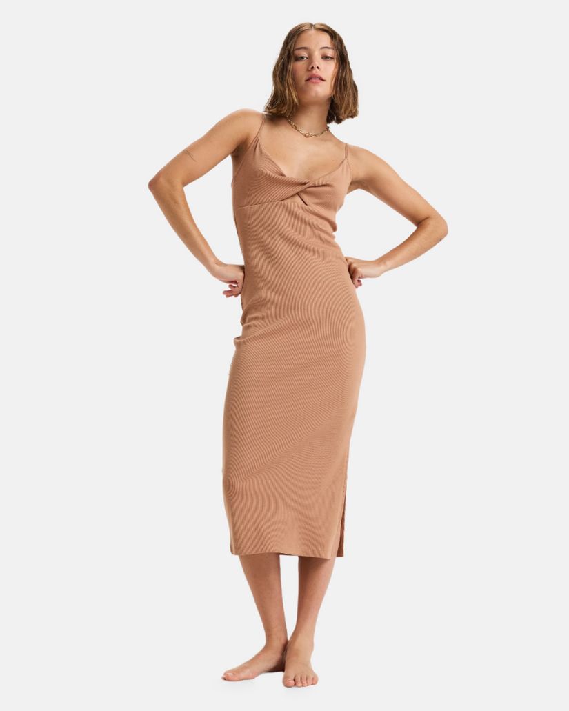 Women Roxy® Wavey Lady Midi Dress Brown | IFBP-96471