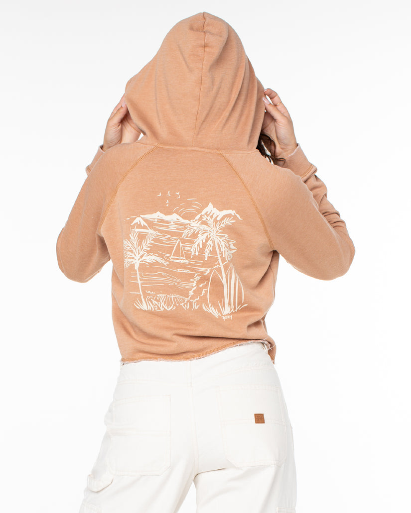 Women Roxy® We Arrived Cropped Hoodie Brown | IOSF-61592