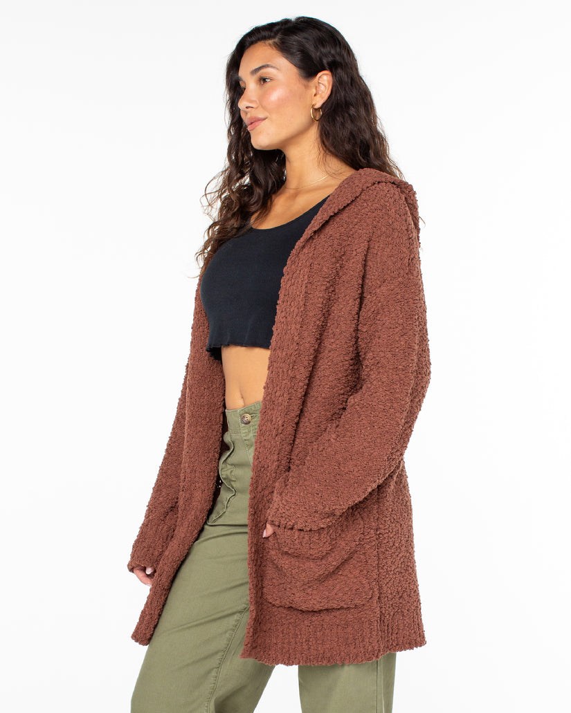 Women Roxy® Weekend Retreat Open Front Hooded Cardigan Brown | ERSK-63854